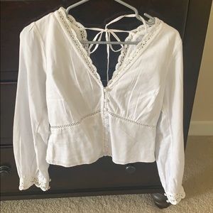 Abercrombie and Fitch White Lace Top Size Medium